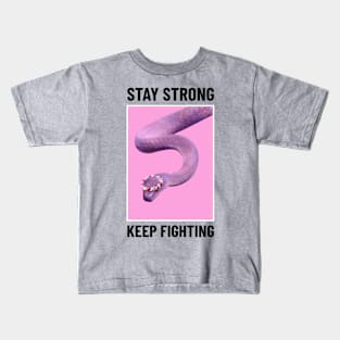 animal featuring a pink snake Stay strong keep fighting Kids T-Shirt